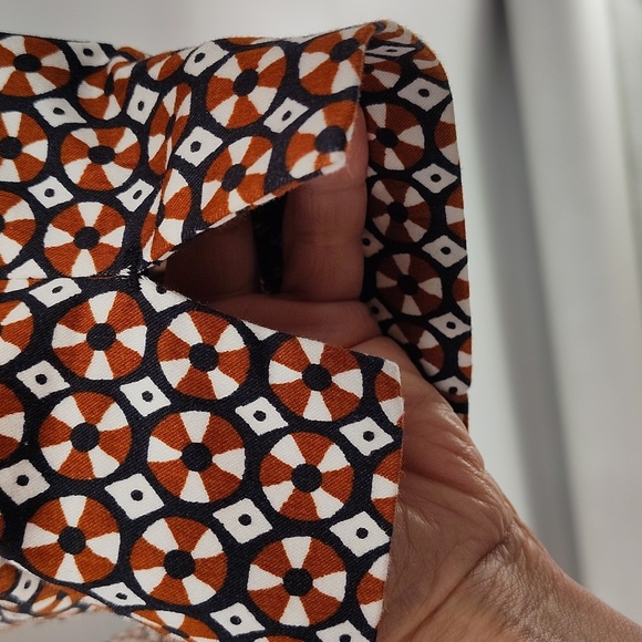 H&M Medallion Cropped Retro Pixie Pant Size 8 Zip Side rust White And Navy Color - Picture 7 of 8